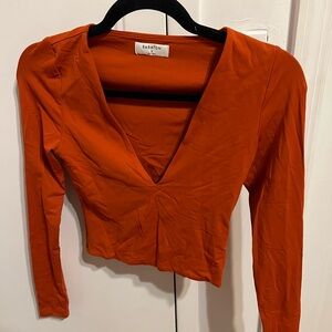 Babaton Women's Orange V-Neck Top
